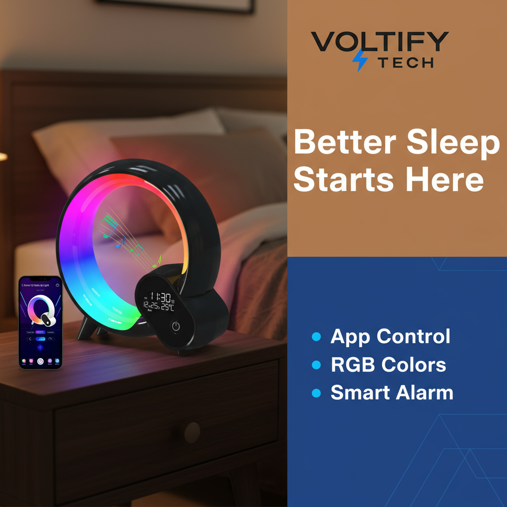 Voltify™ Smart Wake-Up Light – RGB Sunrise Alarm Clock with White Noise